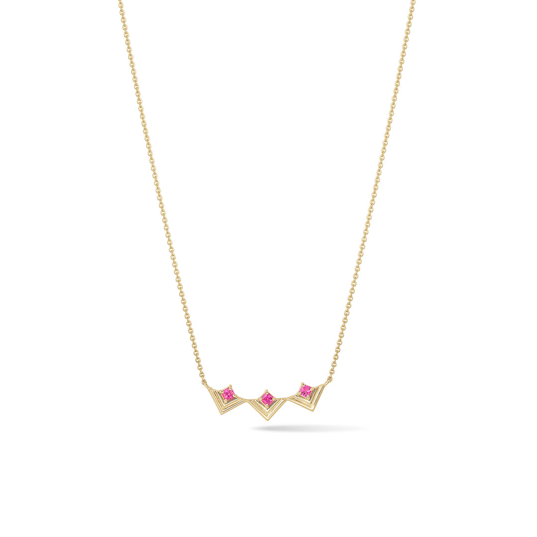 Mini Frame Necklace Pink Sapphire