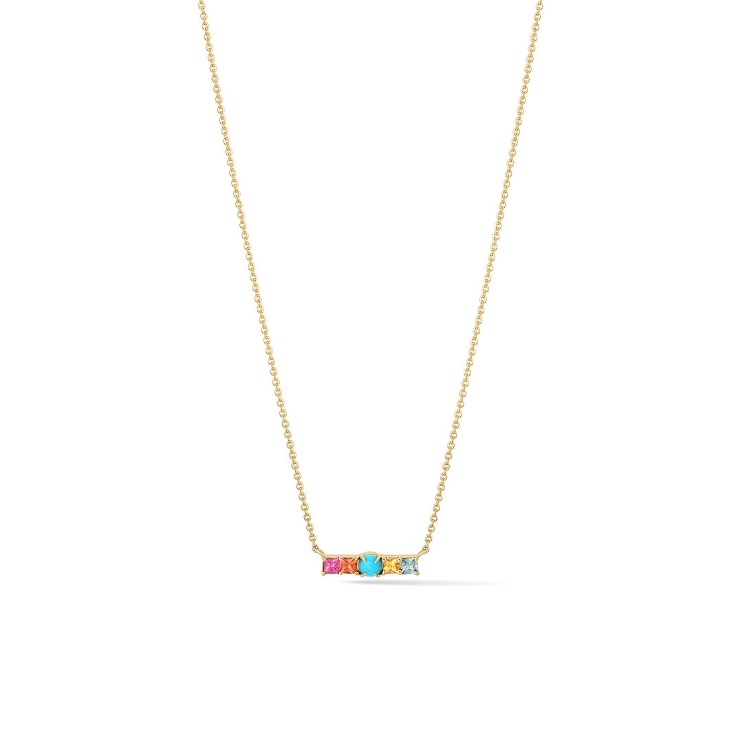 turquoise and sapphire rainbow bar necklace parkford