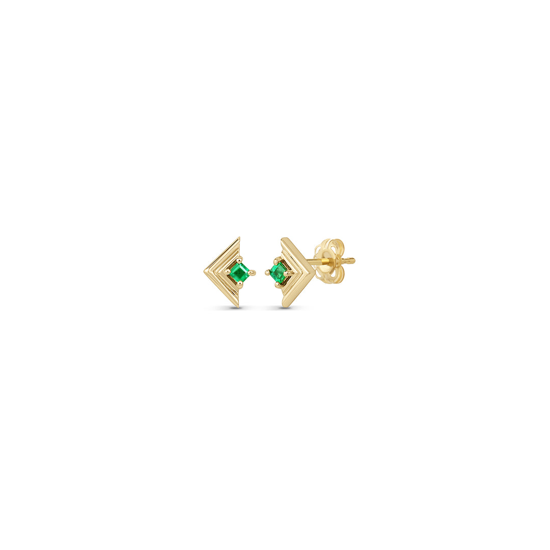 Mini Frame Stud Emerald