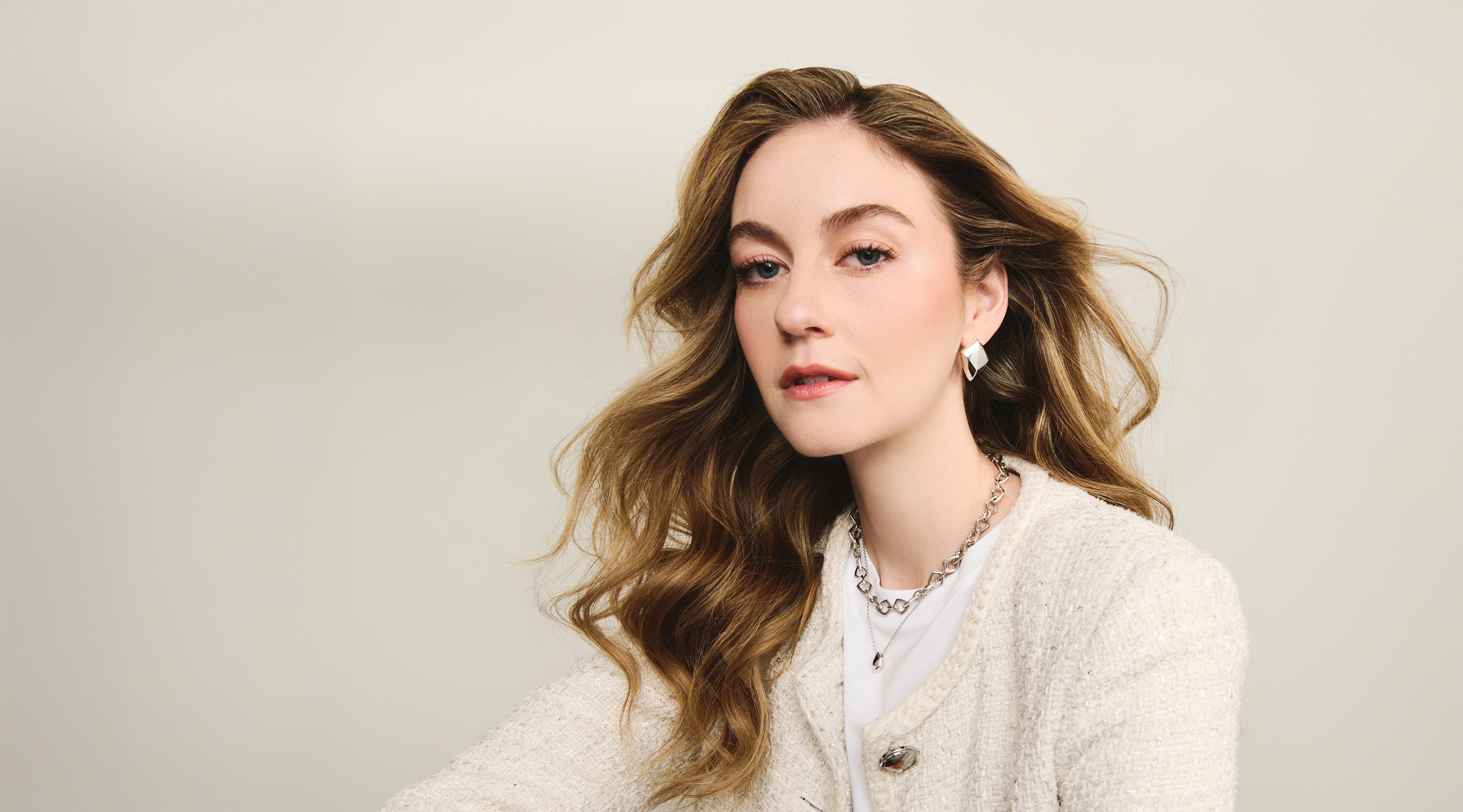 Forma Sculptural silver jewelry collection on model