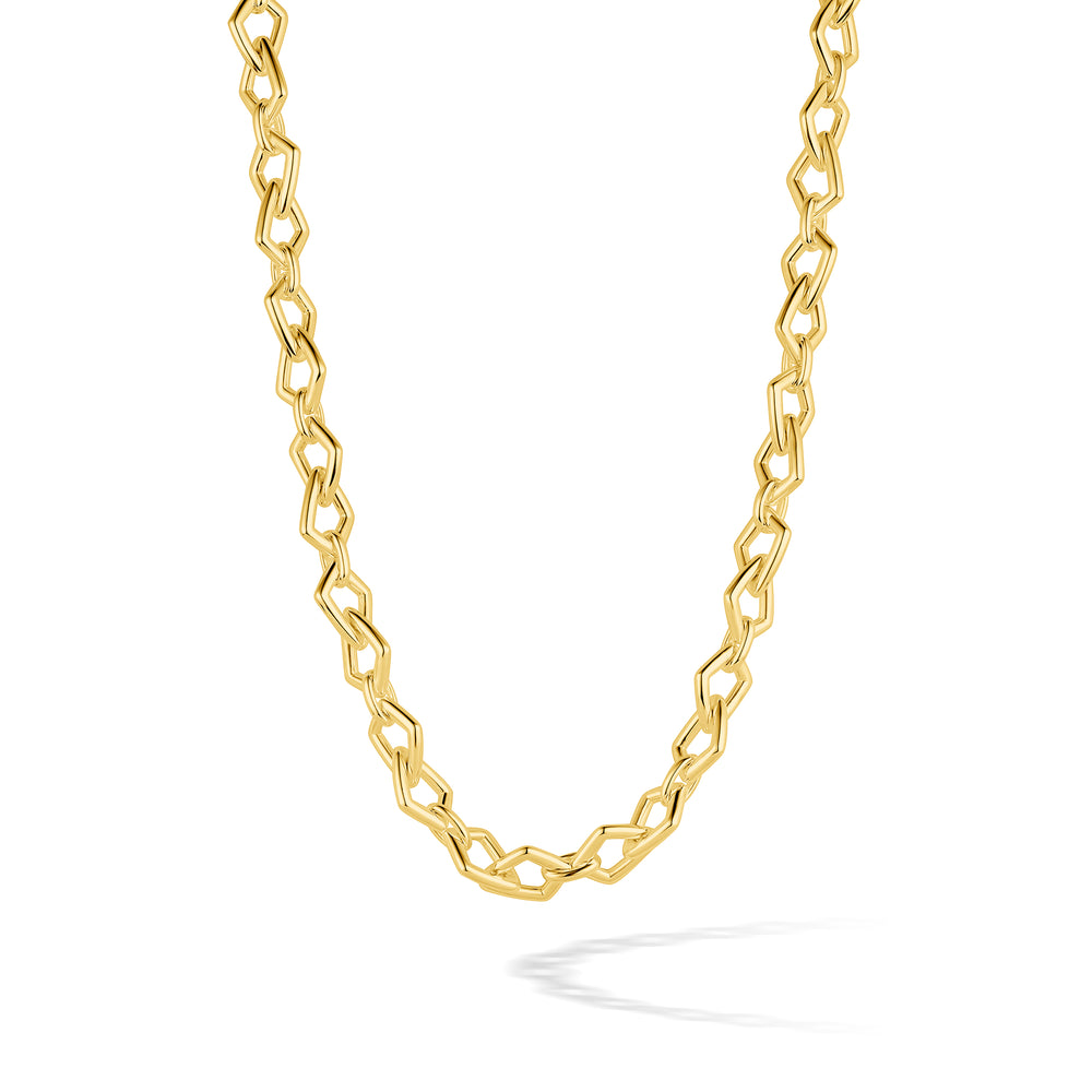 Close-up of sculptural Forma Link Chain Necklace in 14K gold vermeil