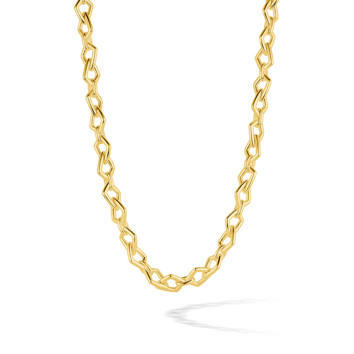 Close-up of sculptural Forma Link Chain Necklace in 14K gold vermeil