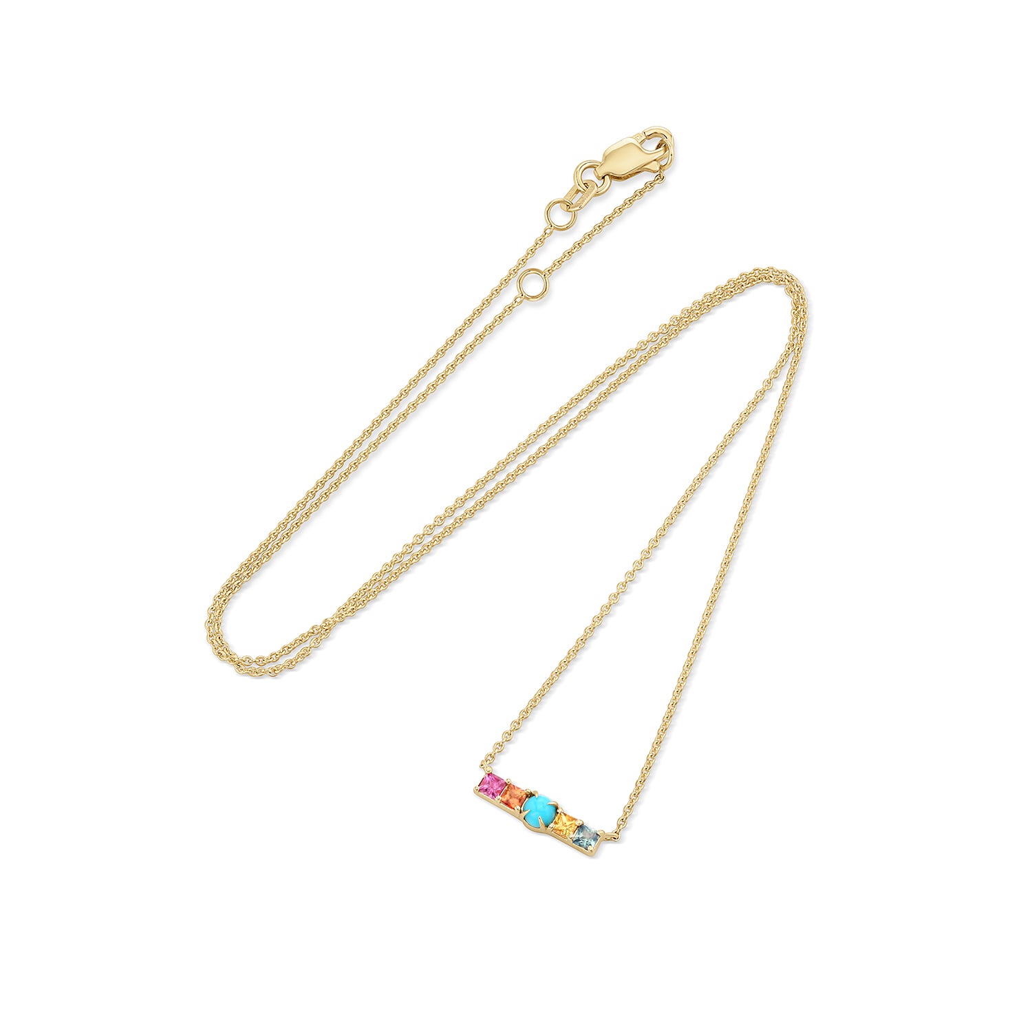 turquoise and sapphire rainbow bar necklace parkford