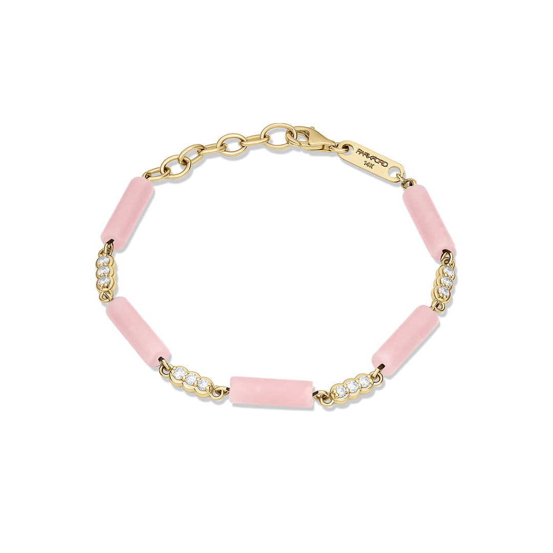 Palace Diamond Bead Bracelet Pink Opal