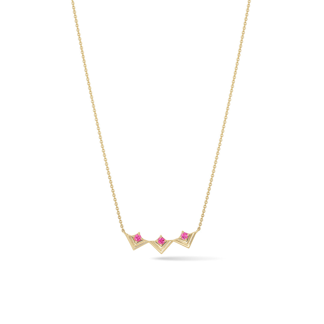 Mini Frame Necklace Pink Sapphire