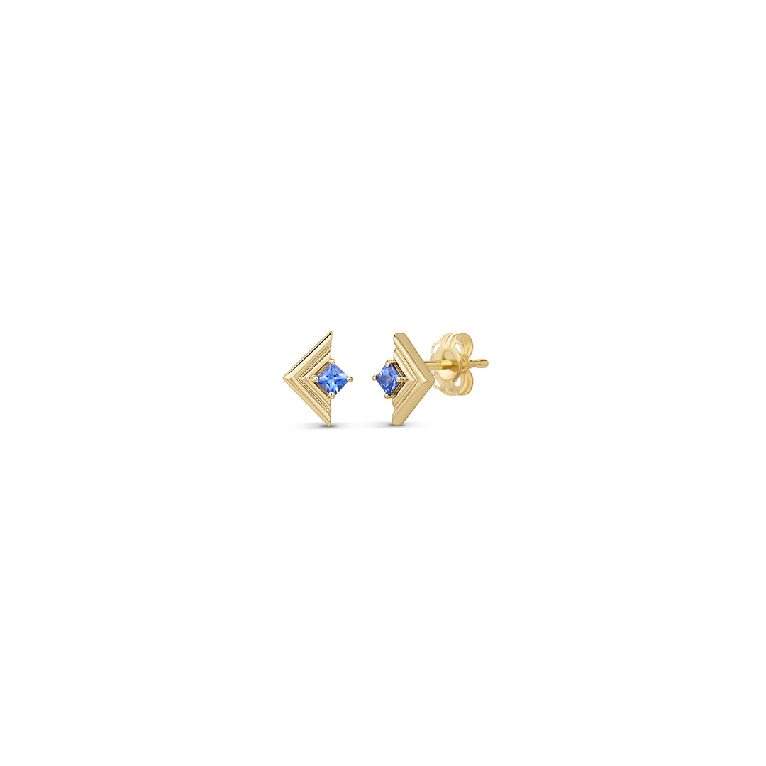 Mini Frame Stud Blue Sapphire