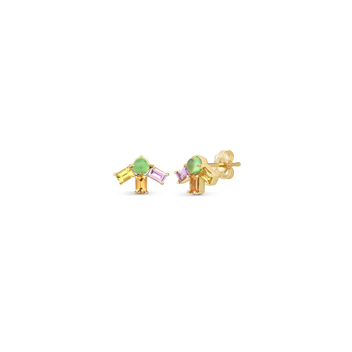 Chrysoprase and sapphire mini sunray stud earrings parkford